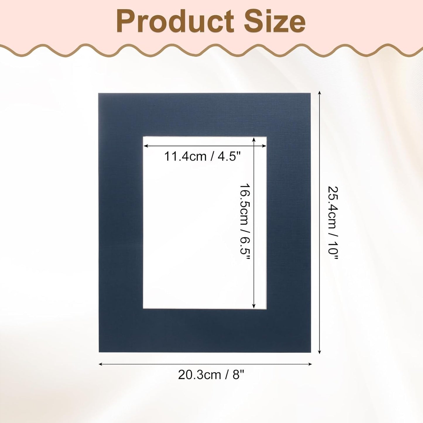 uxcell Picture Mats, 8 x 10 Mat Board Center for 5 x 7 Pictures Acid Free White Core Bevel Cut Frame Mattes for Display Art Measuring, Dark Blue