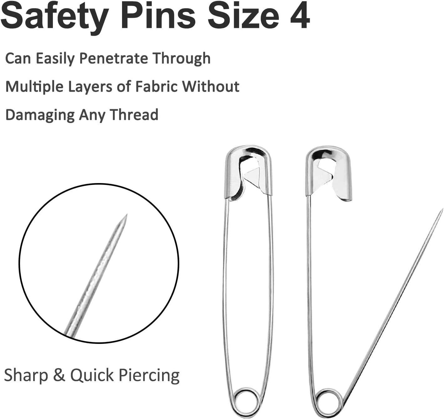 100 PCS 55mm / 2.2 Inch Heavy Duty Quilting Pins, Large Silver Metal Safety Pins for DIY Crafts, Jewelry Making, Baby Clothing