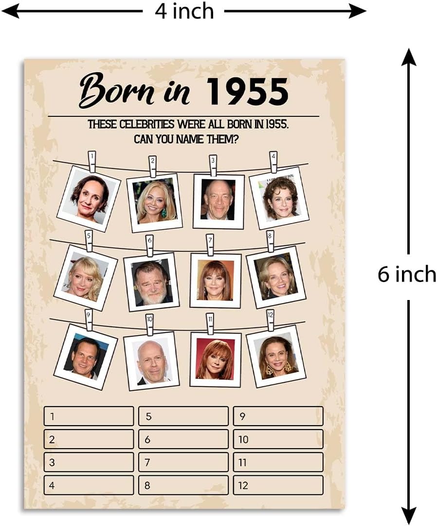 70th Birthday Party Games, Born in 1964 Games, Birthday Party Supplies for Adults, Fun 1955s Party Game，Pack of 30 Cards