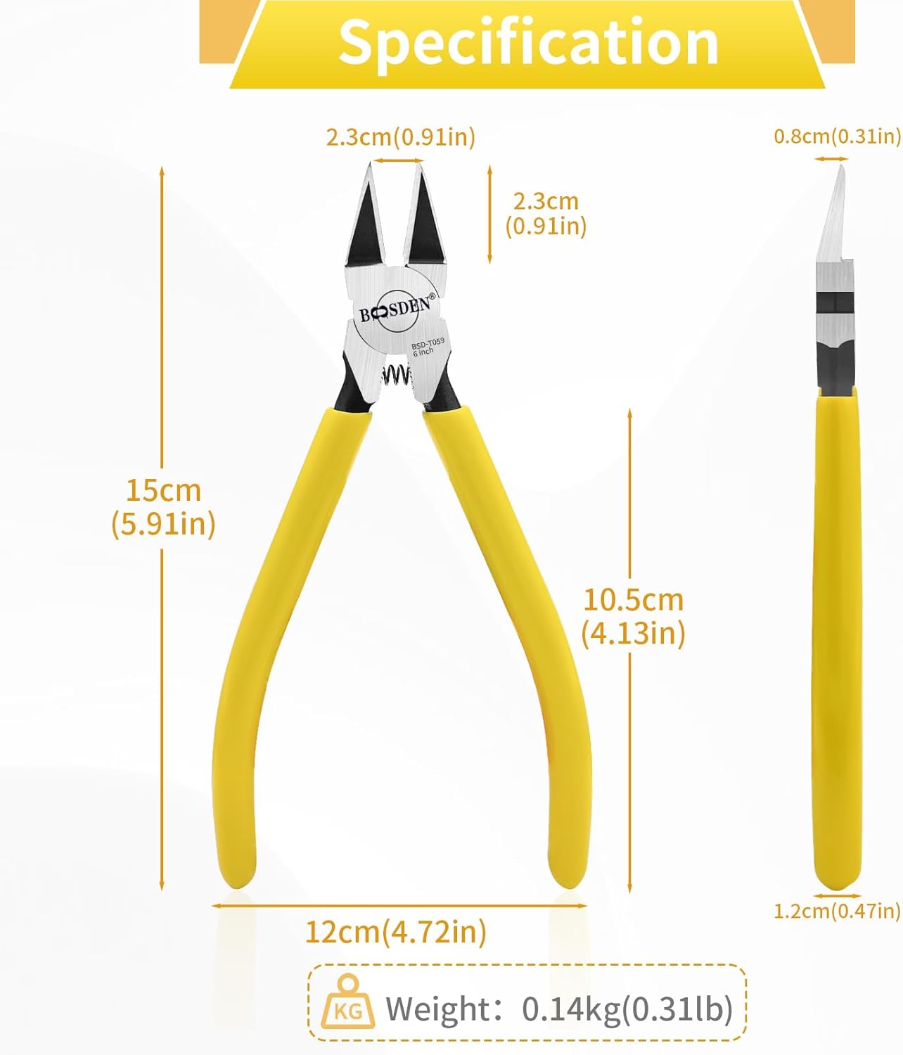 BOOSDEN 5 PACK 6'' Wire Cutters, Diagonal Cutting Pliers, Dikes Side Cutters, Barbed Wire Snips, Precision Spring Loaded Wire Cutters, Mini Wire Cutter Set for Floral, Electrical, Crafting, DIY