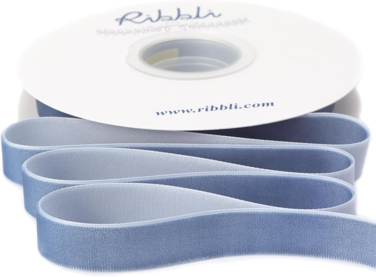 Ribbli Dusty Blue Velvet Ribbon 5/8 Inches Continuous10 Yard Spool Blue Christmas Ribbon for Gift Wrapping Crafts Home Decor