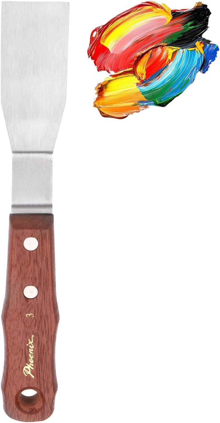 MECCANIXITY Pack of 1 Large Palette Knife No.3, 9.3" Long Palette Knives with Stainless Steel Flexible Spatula Pallet Knife and Wood Handle for Scraping, Mixing, Oil Acrylic Painting Canvas