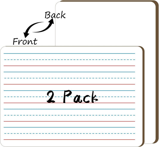 White Board Dry Erase Boards Classroom Pack Mini White Boards 9" x12” Double Sided Personal Whiteboards for Students Teachers School Supplies Lapboards (2Pack line whiteboard)