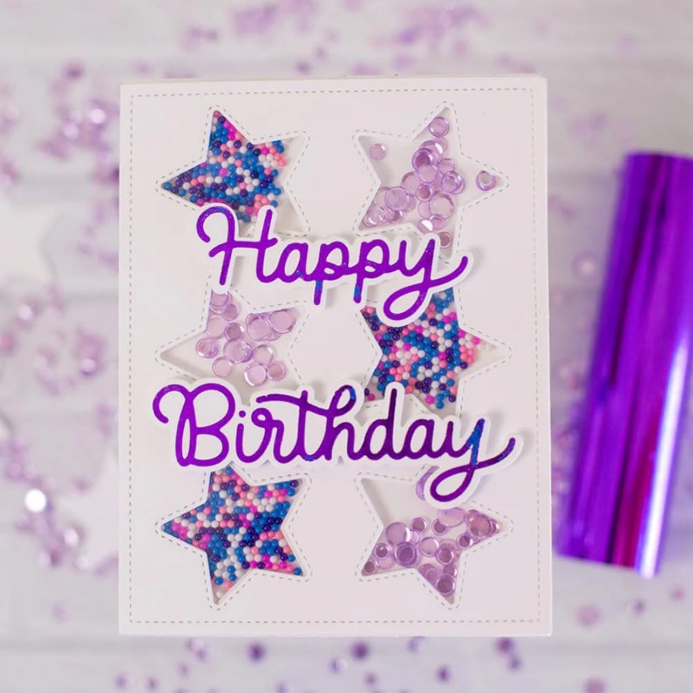 Metal Cutting Dies DIY Embossing Stencil Template Scrapbooking Card Making Mold Photo Album Arts Crafts Tools (Happy Birthday- 9.5x5.9cm)