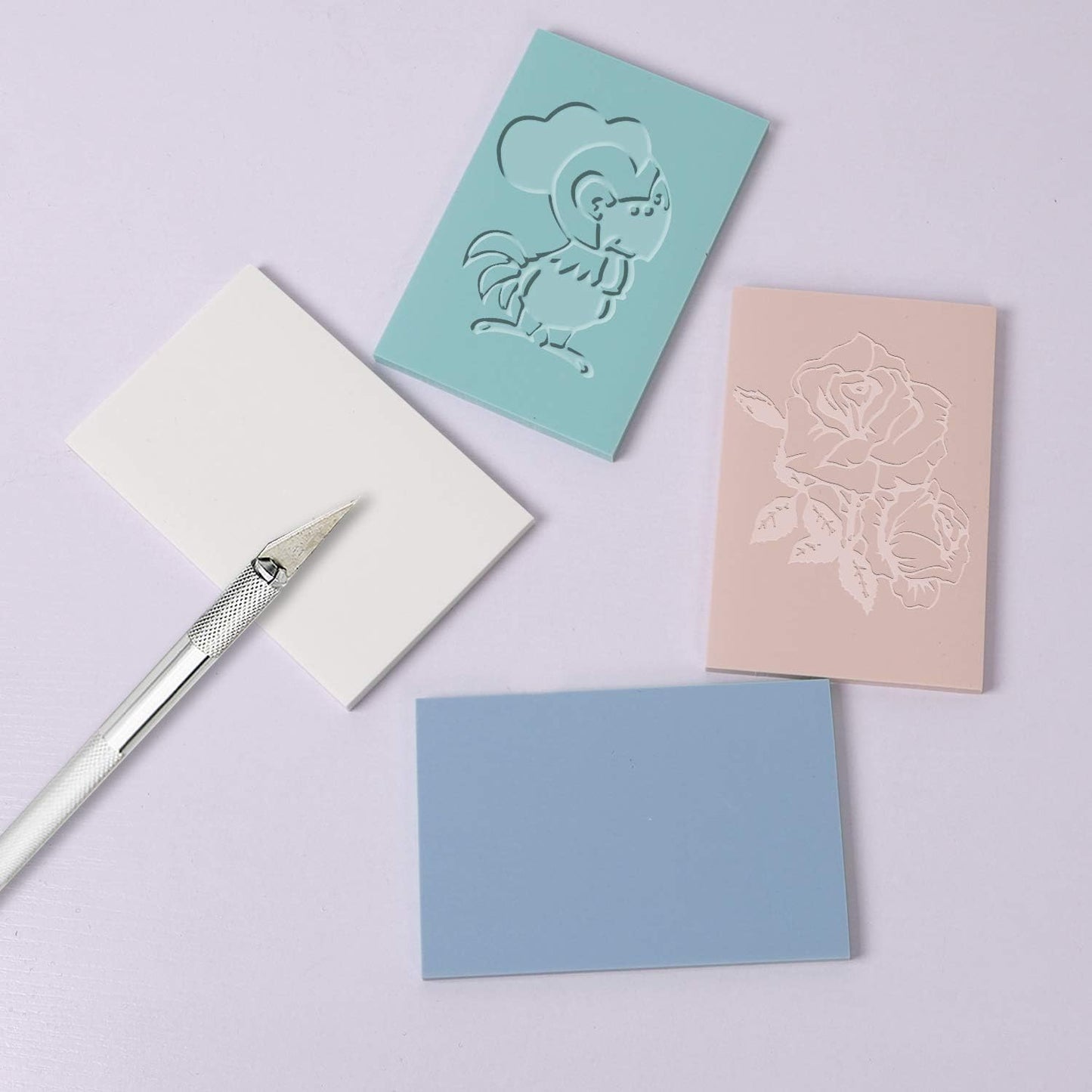 ZOENHOU 20 PCS 4 x 6 Inch Rubber Stamp Carving Blocks, Colorful Linoleum Blocks for Printmaking, Stamp Making