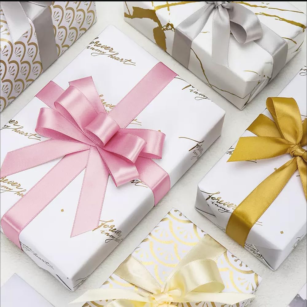 1-1/2" x 25 Yards Satin Ribbon, White Silk Ribbon Ideal for Gift Wrapping, Floral Bouquets, Crafts, Wedding Party Decorations, Christmas and Sewing Projects