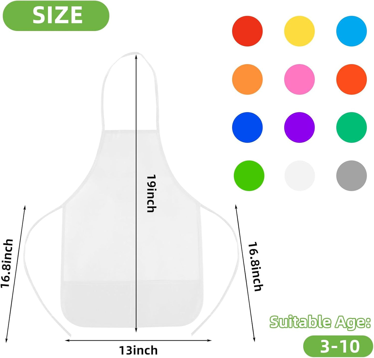 CHRORINE 6/12/24 Pack Kids Painting Apron Toddler Art Aprons for Kids Paint Apron Smock for Painting Cooking Craft Activity