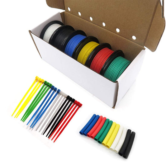 Fermerry 26 AWG Stranded Wire Spool 5ft Each 6 Colors Flexible 26 Gauge Silicone Hook up Wire Kit Electrical Tinned Copper Wire