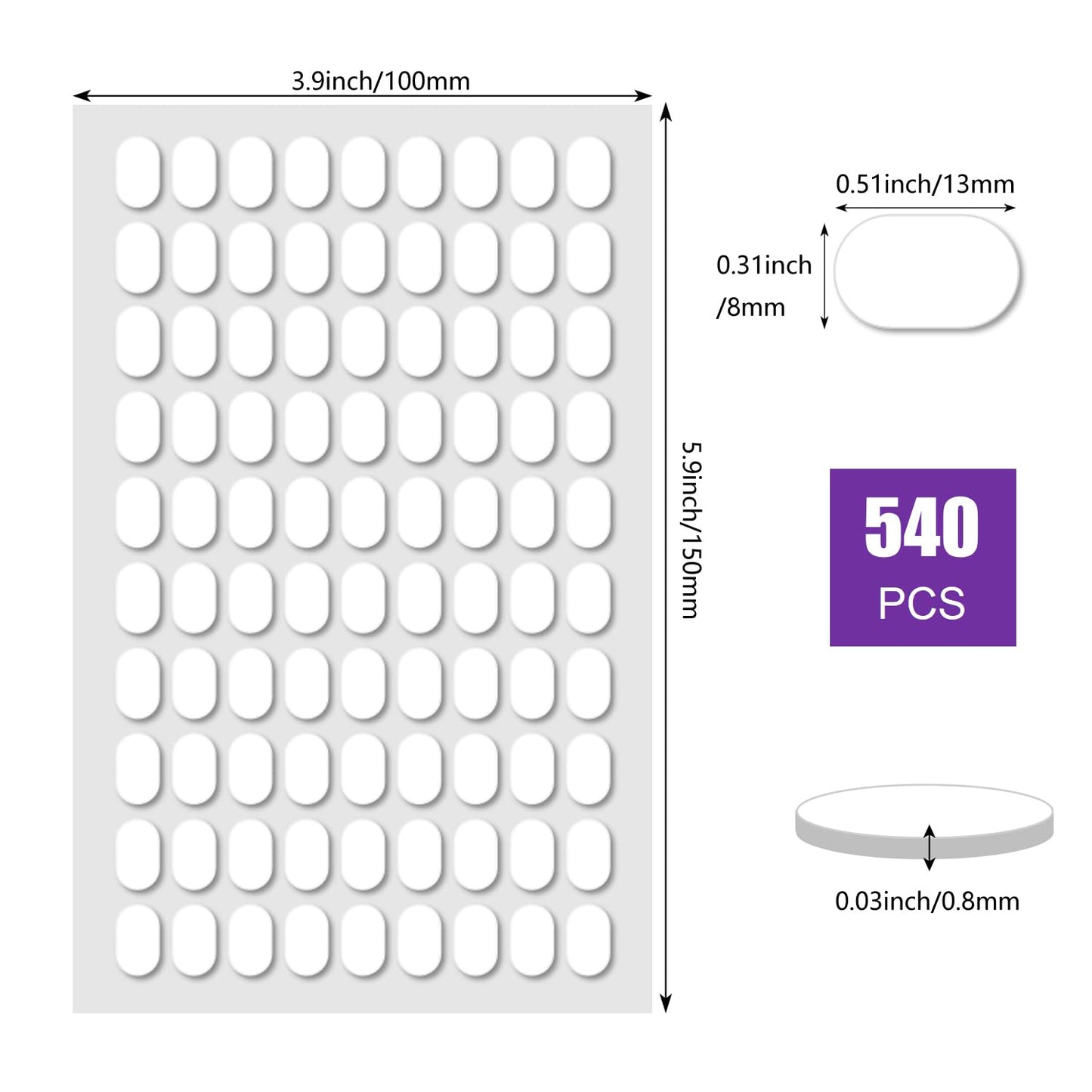 540 Pcs Sticky Tack Poster Stickers, Double Sided Sticky Round Clear Stickers, No Trace Poster Adhesive Putty Removable Waterproof Adhesive Dots for Festival Decoration Sticky Dot (0.31" X 0.51")