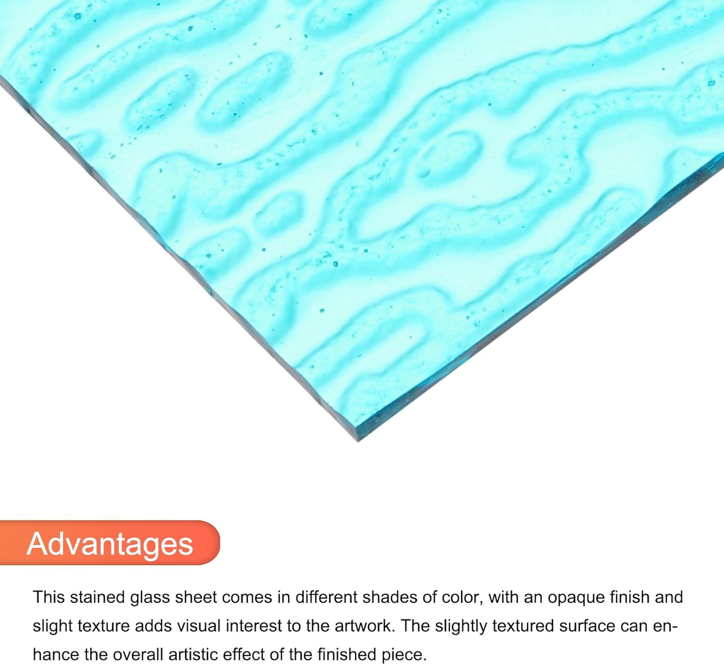 MECCANIXITY 2 Pcs Stained Glass Sheet Mosaic Tile 7.9 Inch x 5.9 Inch Sea Blue Stained Glass Sheets for Crafts DIY Art Project