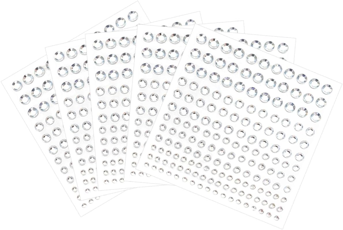 5 Sheets Self Adhesive Pearl Stickers, Flat Back Pearls Sticker, 4 Size Self Adhesive Rhinestone Gem Stickers for DIY Crafts Craft Card Decorations Nail Art Beauty Makeup (White)