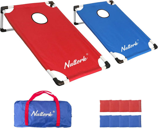 Portable Cornhole Set with 2 Collapsible Cornhole Boards, 8 Cornhole Bean Bags and Carrying Case for Yard Toss Game, Indoor Outdoor Camping Games for Adults Family (3 x 2-feet)