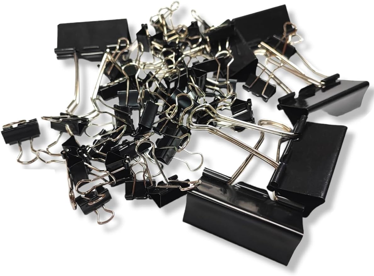 110 PCS Binder Clips, Assorted Sizes, (51mm,42mm,32mm,25mm,19mm,15mm), Binder Clips Paper Clamps for Office, Home, School, Document Organizing