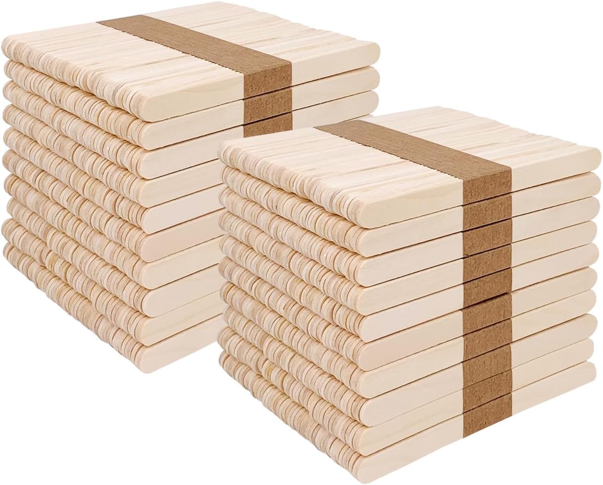 1000 Pcs Craft Sticks Ice Cream Natural Wood Popsicle Craft Sticks 4.5 inch Length Treat Ice Pop for DIY Crafts