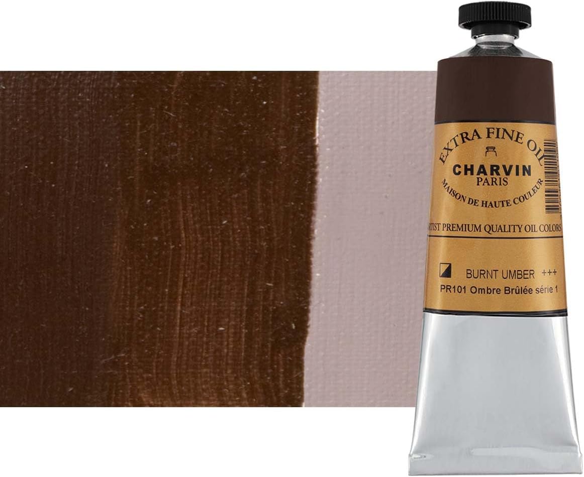 Charvin Extra Fine Oil Paint, Burnt Umber 60 ml - Triple-Milled, Rich Texture, Poppy Oil-Based, Light-Fast, Handmade, Archival Quality