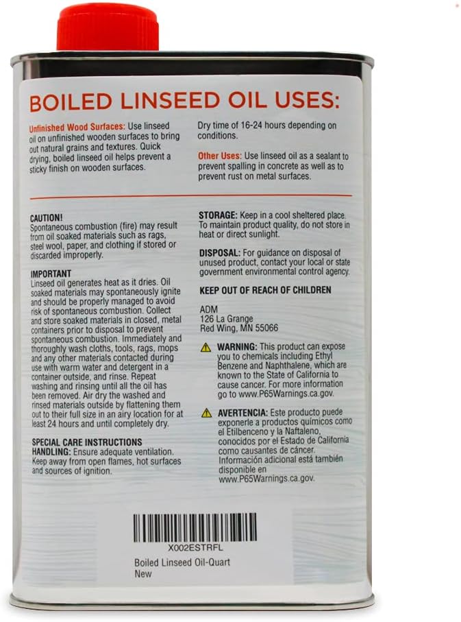 Boiled Linseed Oil – Fast Drying Flaxseed Wood Treatment to Rejuvenate and Restore Outdoor and Indoor Wood Furniture, Floors and Sports Equipment, Quart