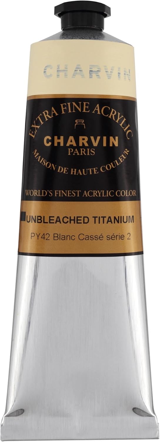 Charvin Extra Fine Professional Acrylic Paint - Unbleached Titanium, 60ml Tube, Triple-Milled, Lightfast Pigments, Open Stock Artist Acrylic Paints in Nature-Inspired Hues
