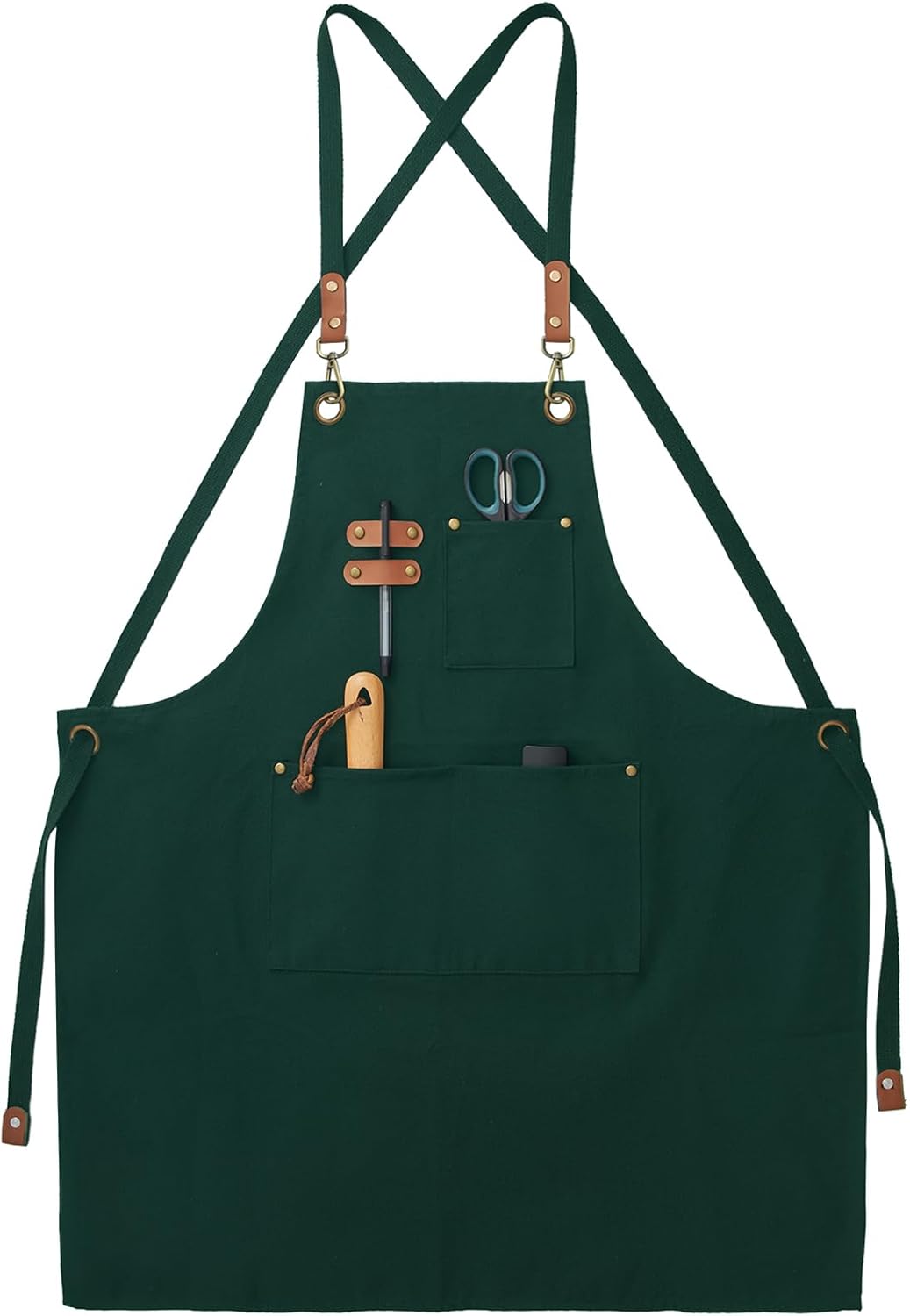 Canvas Aprons, Kitchen Chef Aprons, Work Aprons for Men Women, Adjustable Strap Aprons with 3 Pockets