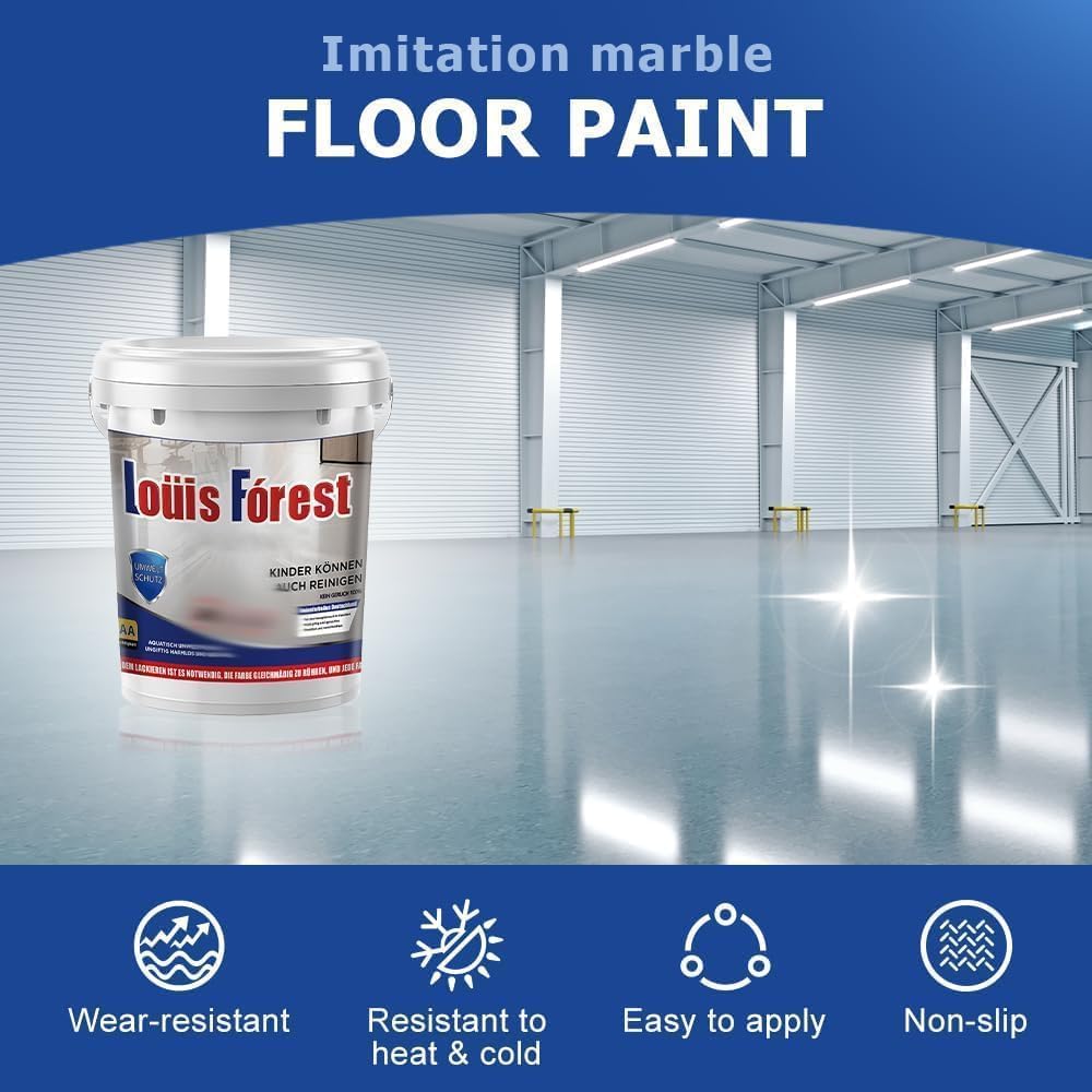 Louis Forest Epoxy Floor Paint, High-Gloss Marble Effect Coating, Epoxy Colored Sand Floor Paint, Wear-Resistant and Non-Slip for Indoor Outdoor (0.5KG-Green)