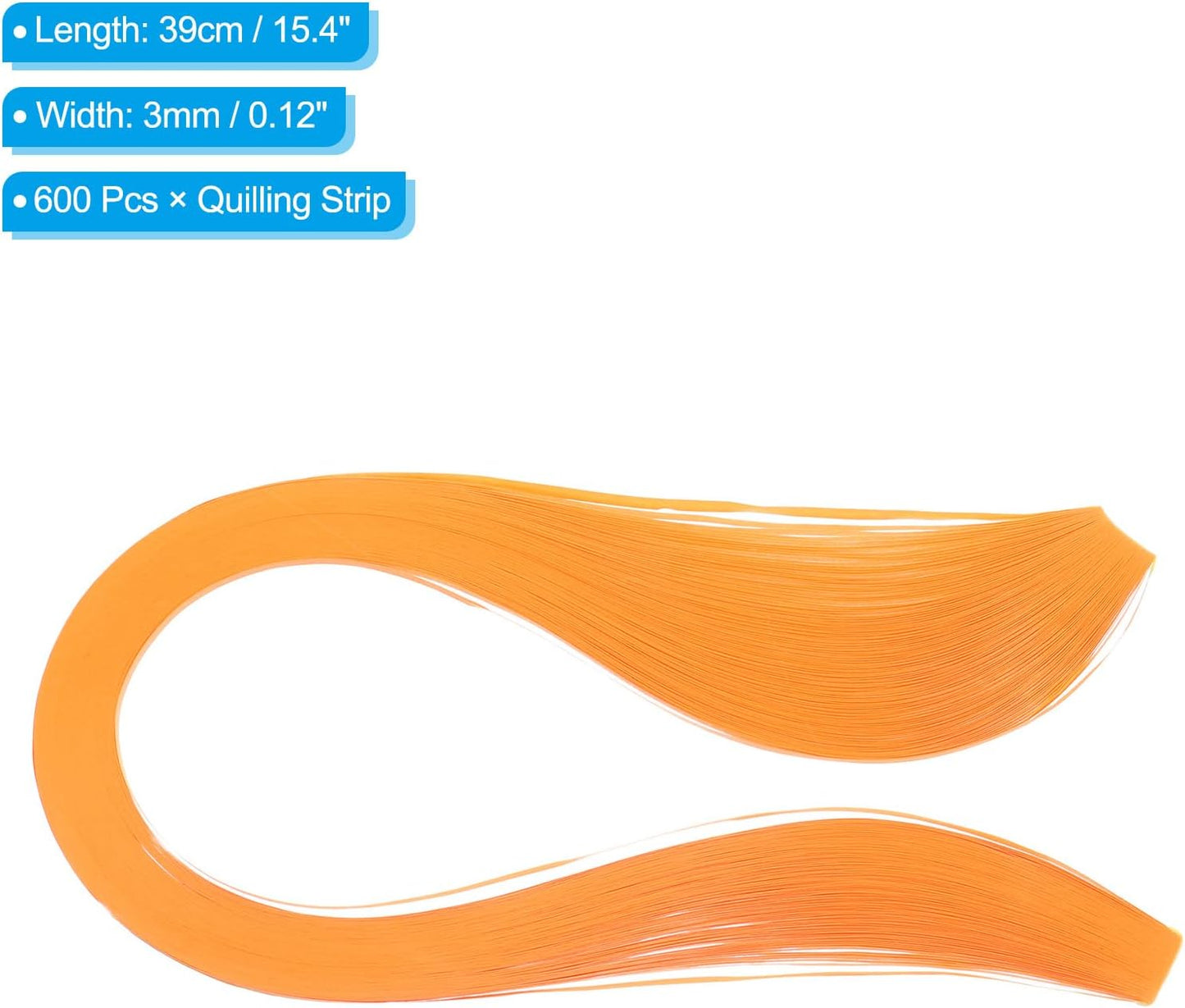 PATIKIL 600pcs Quilling Strips Paper 1/8"(3mm) 39cm Origami Paper Quilling Strip for Art DIY Hand Craft Christmas, Light Orange