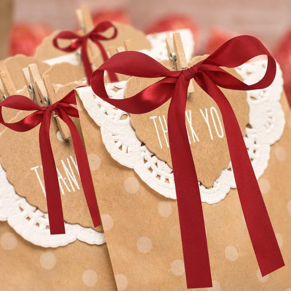 TONIFUL 1 Inch x 100yds Claret Red Satin Ribbon, Thin Solid Color Satin Ribbon for Gift Wrapping, Crafts, Hair Bows Making, Wedding Party Decoration, Invitation Cards, Floral Bouquets, Christmas