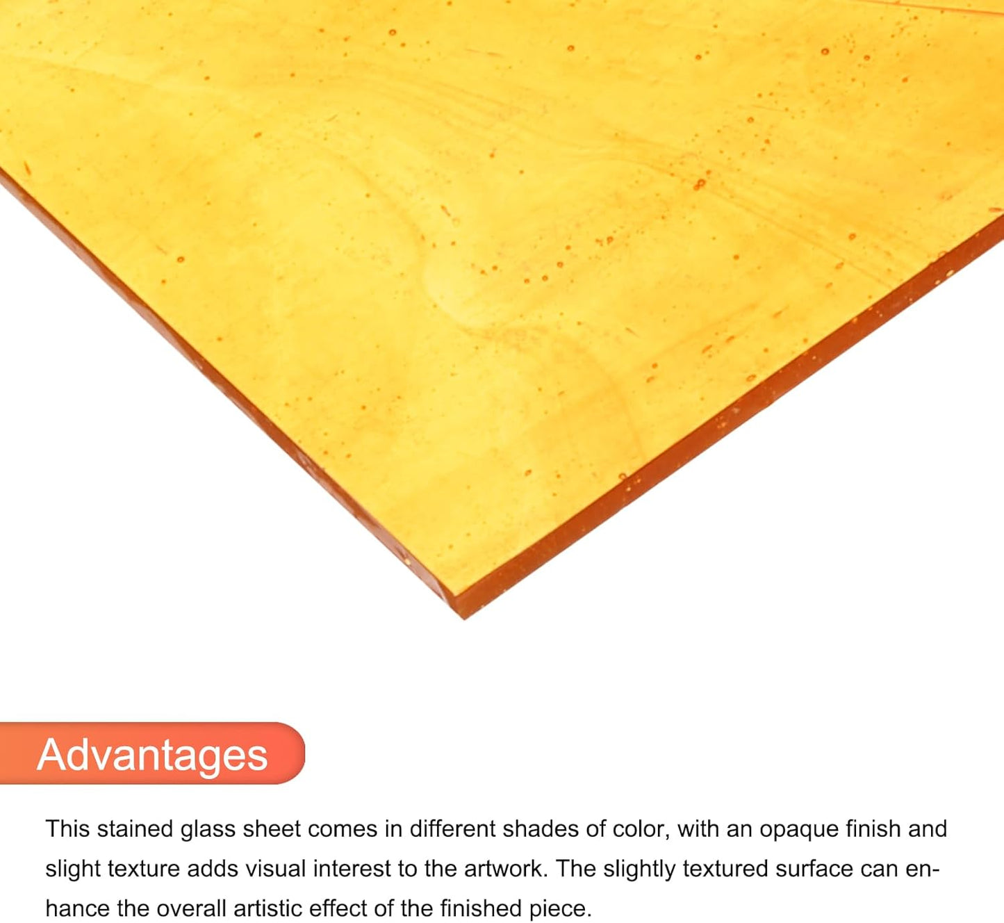 MECCANIXITY 2 Pcs Stained Glass Sheet Mosaic Tile 7.9 Inch x 5.9 Inch Orange Stained Glass Sheets for Crafts DIY Art Project