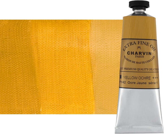 Charvin Extra Fine Oil Paint, Yellow Ochre 60 mL - Triple-Milled, Rich Texture, Poppy Oil-Based, Light-Fast, Handmade, Archival Quality