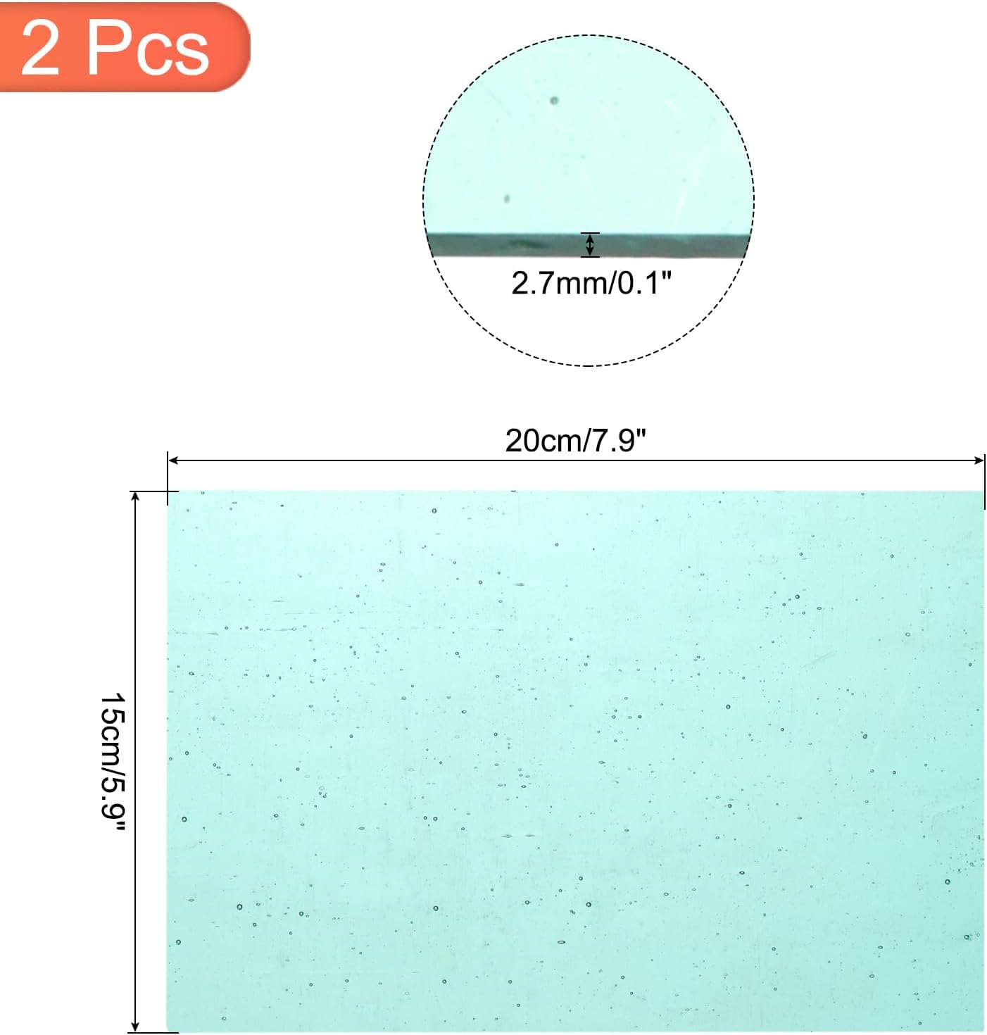 MECCANIXITY 2 Pcs Stained Glass Sheet Mosaic Tile 7.9 Inch x 5.9 Inch Lake Blue Stained Glass Sheets for Crafts DIY Art Project