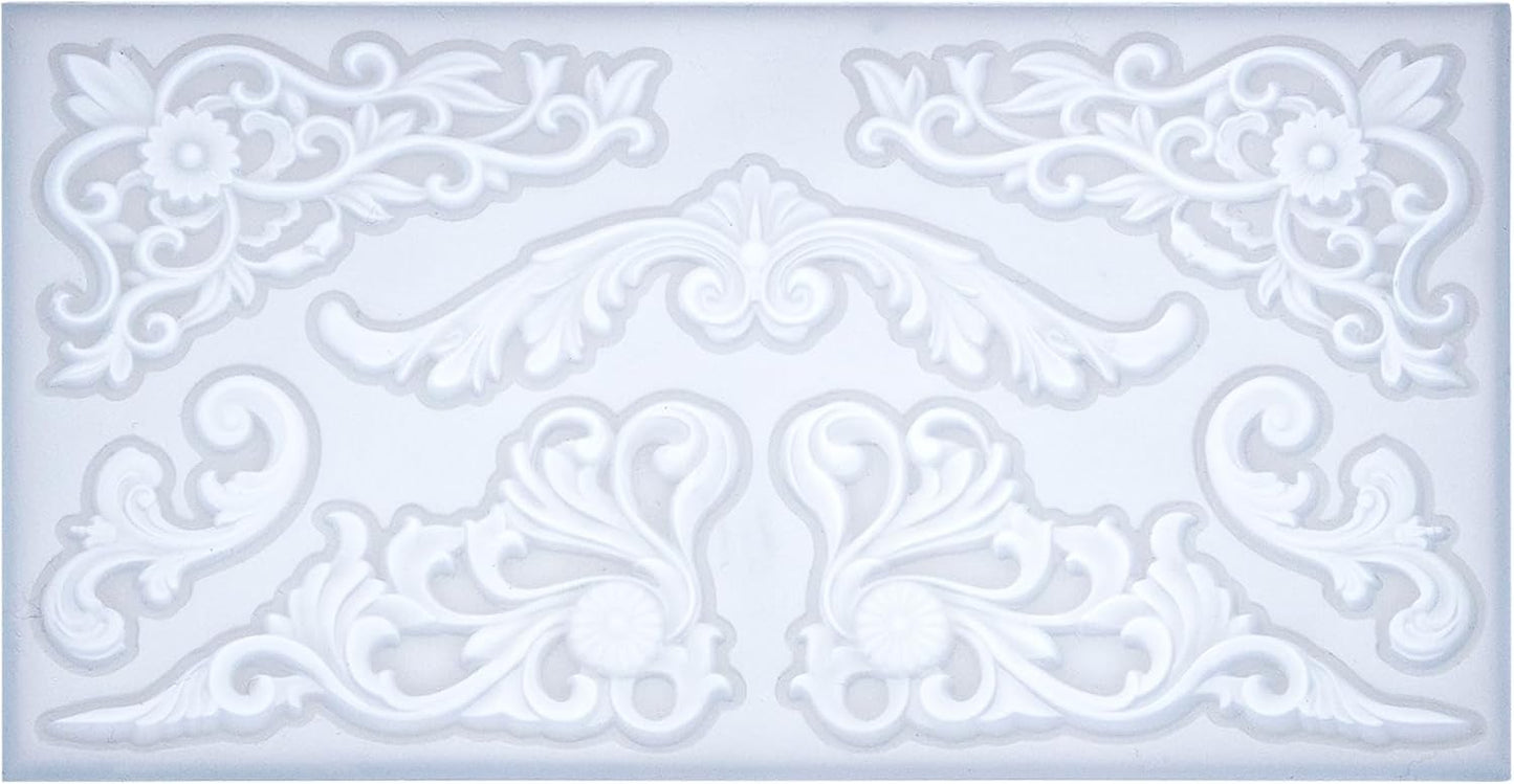 Art Molds for Polyclay Air Dry Clay Plaster Epoxy Resin Fondant Cake Decor Rococo Embellishment