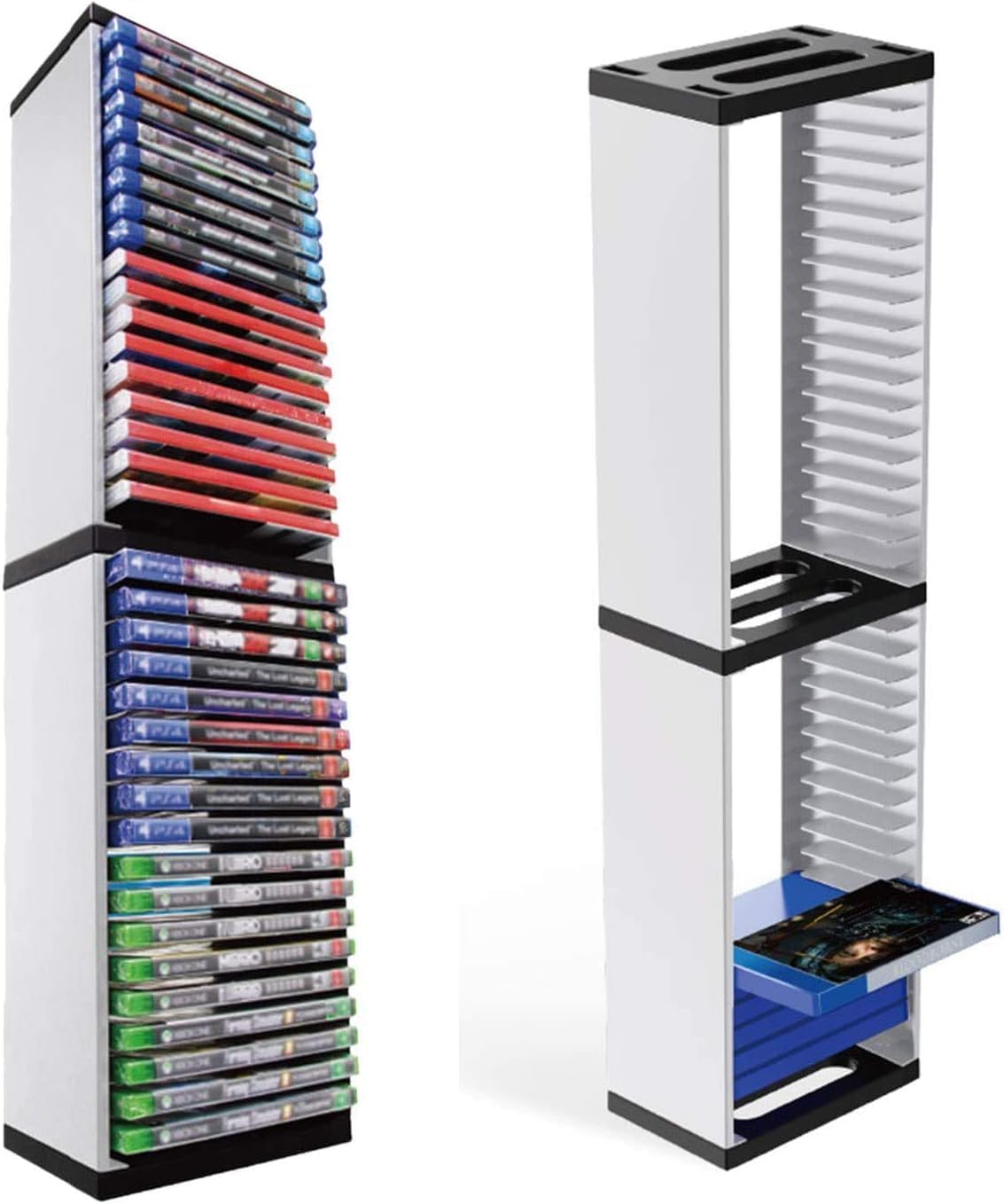 Bestswitch Video Game Storage Stand Tower for PS5/ PS4/ PS3/ Xbox Series S & X/Xbox one Game, Universal Game Disc Holder Vertical Stand Organizer Tower