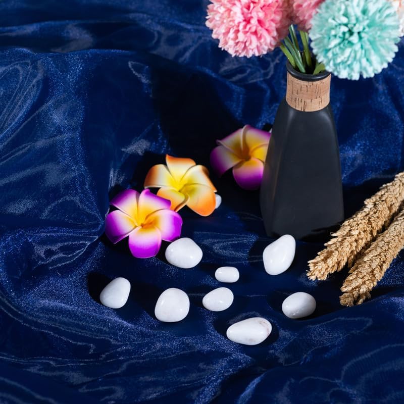 Fynite Navy Blue Organza Fabric by The Yard | 5 Yard Long | 44" Wide | Bridal Soft Sheer Organza Tulle for DIY Wedding Dress Fashion Craft Decorations