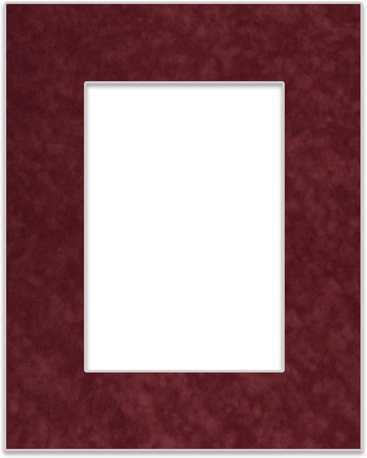 11x14 Mat Bevel Cut for 8.5x11 Photos - Acid Free Dark Red Suede Precut Matboard - For Pictures, Photos, Framing - 4-ply Thickness
