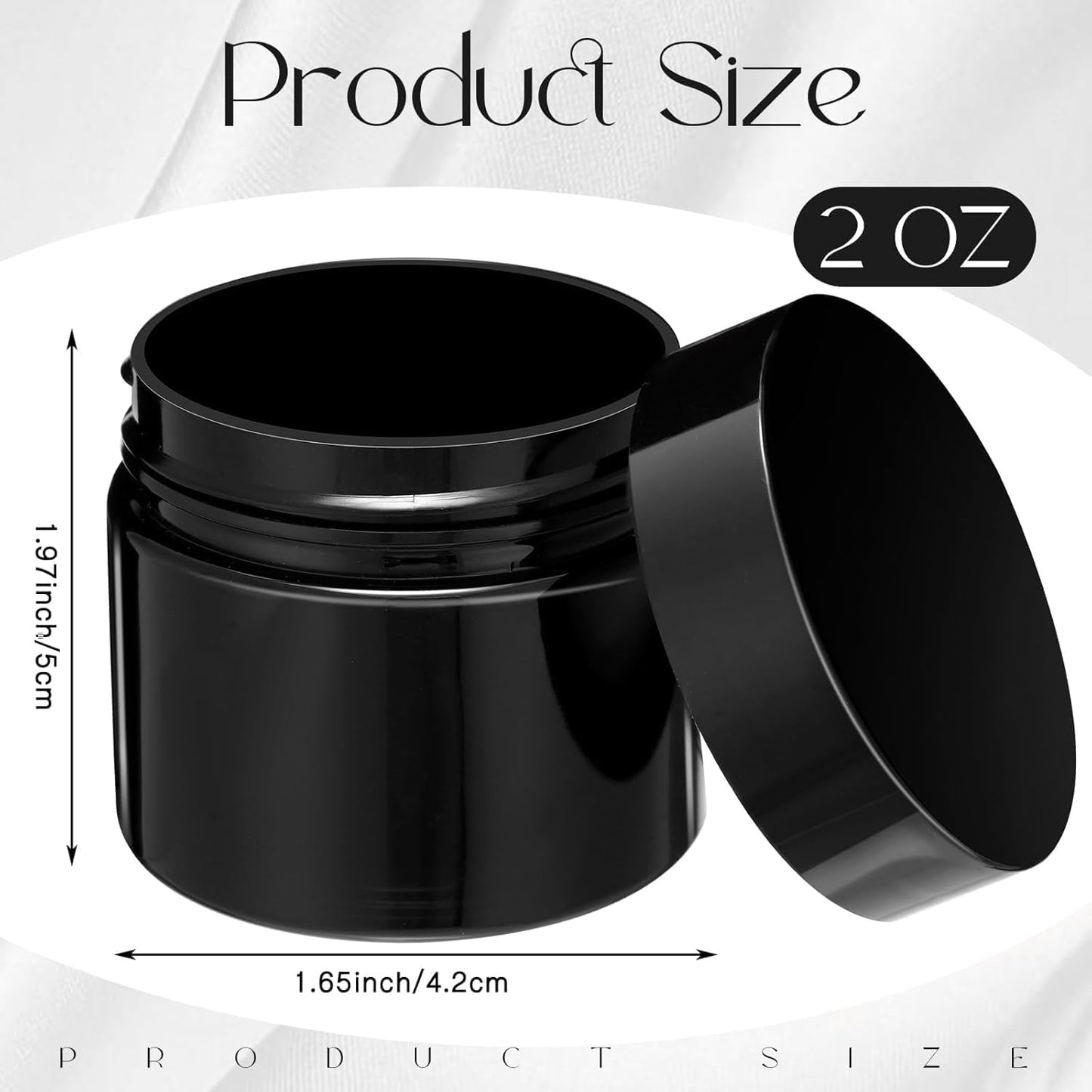 SATINIOR 24 Pieces Empty Clear Plastic Jars with Lids Round Storage Containers Wide Mouth for Beauty Product Cosmetic Cream Lotion Liquid Butter Craft and Food(Black,2 oz)