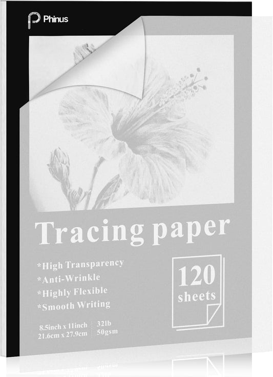 120 Sheets Tracing Paper for Drawing, 8.5”x 11” Trace Paper, Translucent Vellum Paper Tracing Paper Pad, Tracing Pad for Sketching, Preliminary Drawing, Overlaying Images Tracing