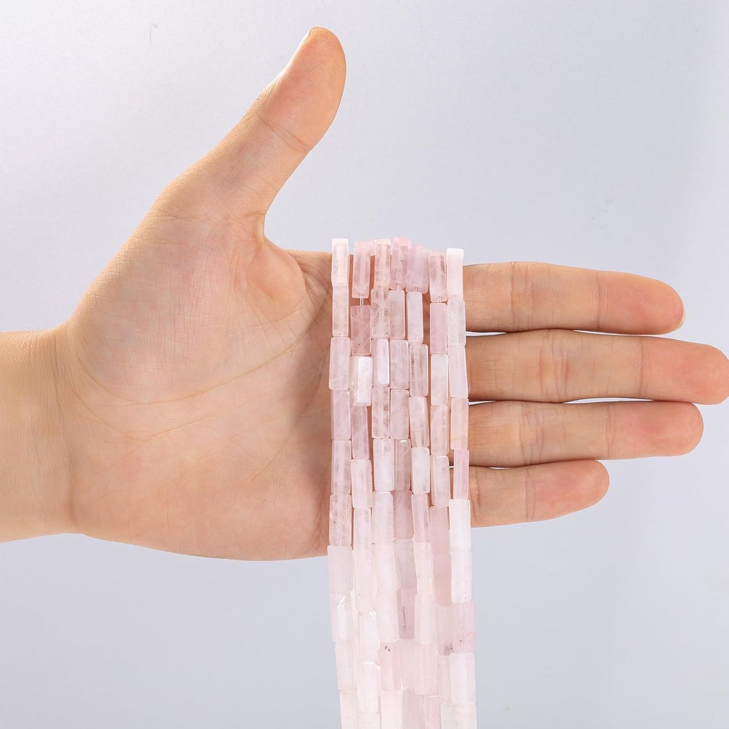 Natural Rose Quartz Crystal Rectangle Tube Beads 4x13mm 38cm/str Loose Semi Gemstone Stone Beads for Making Bracelets Necklace Earrings