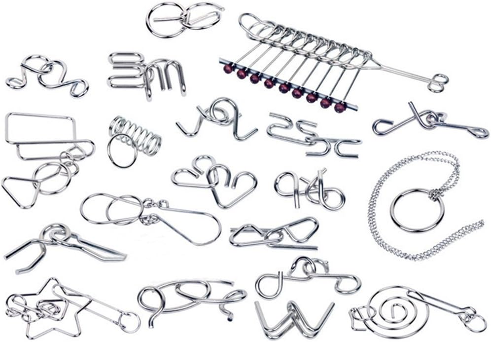 AHYUAN 20 Pack Metal Puzzles Brain Teaser IQ Wire Metal Puzzles with Gift Box Fidget Toys Educational Puzzle Games Toys Magic Trick Toy Party Favors for Kids Adults Challenge