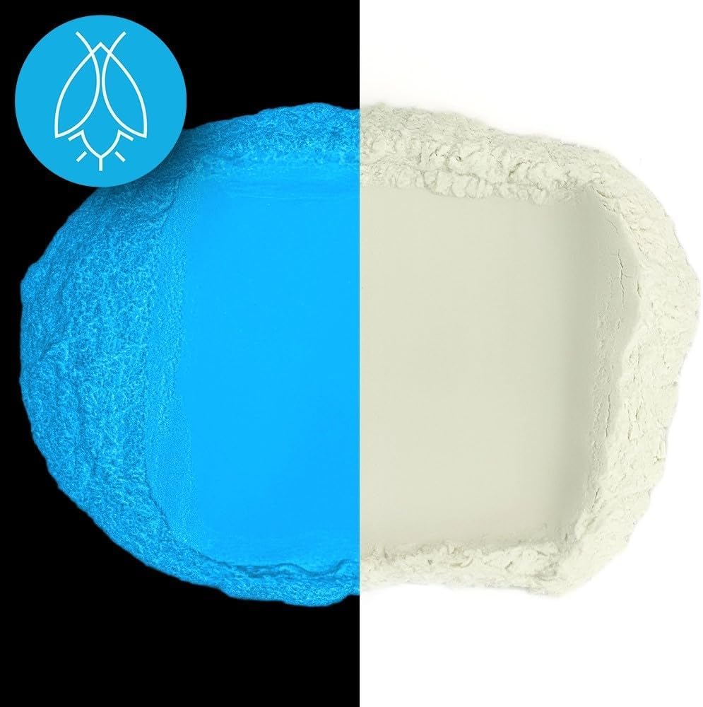 Glow in The Dark Pigment Powder - Neutral and Fluorescent Color for Art Painting, Fine Art, Nail Art Paint, and DIY Crafts - Long Lasting 10+ Color Options - Neutral Sky Blue - (30 Grams/1 Ounce)