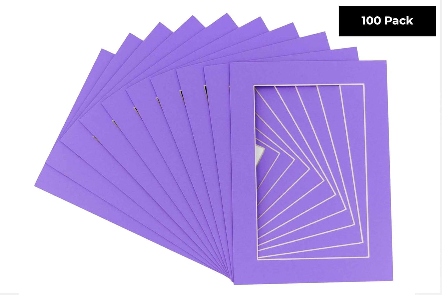 11x14 Mat for 8.5x11 Photo - Precut Light Purple Picture Matboard for Frames 11 x 14 Inches - Bevel Cut to Display Art 8.5 x 11 Inches - Acid Free Pack of 100 MATS with Backing Boards & Clear Bags