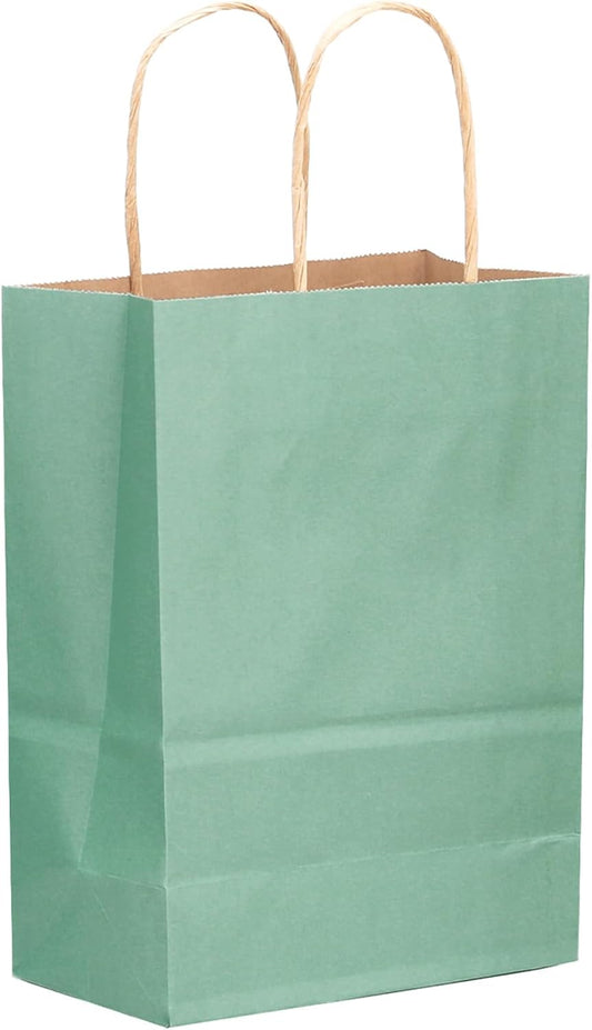 qiqee 32-Packs Light Blue Paper Gift Bags with Handles Bulk Medium Size Gift Bags Multiple Uses