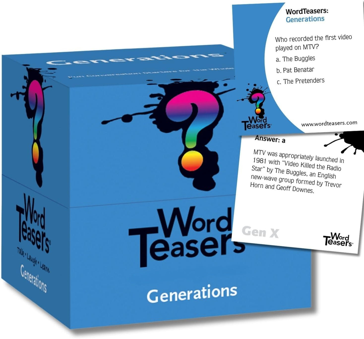 ? WORD TEASERS Generations - Trivia Game for Family Game Night - Fun & Funny Trivia Card Game for Millennials & Boomers - Family Party Game - 150 Trivia Cards for Adults & Kids