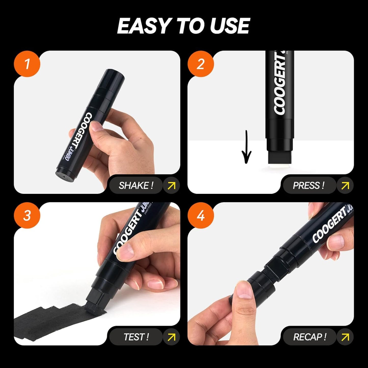 3Pcs Black Jumbo Poster Markers, 15MM Thick Permanent Acrylic Graffiti Markers, Wide Tip Paint Marker for Canvas, Posters Board, Fabric, Window, Glass, Wood, Teachers,Banner painting supplie