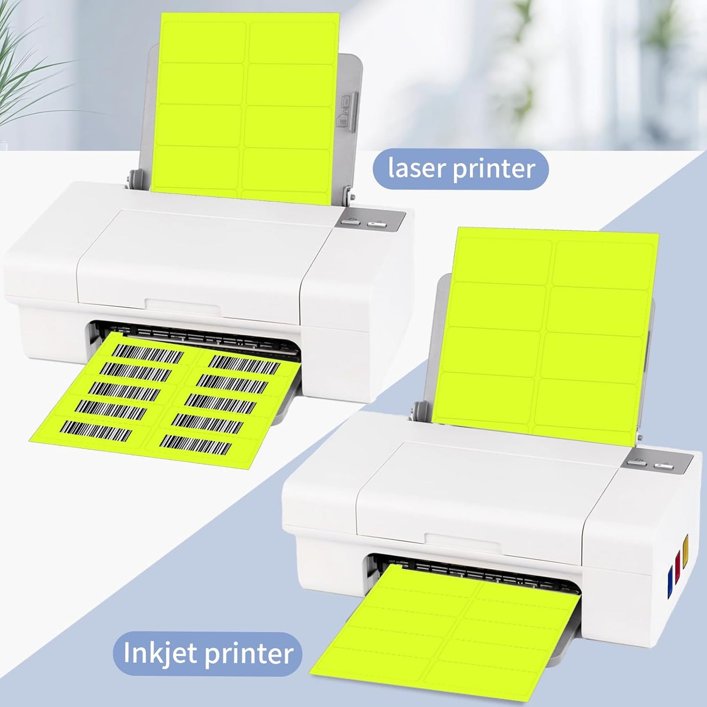 STARLIBOO Shipping Labels Stickers, 2"×4" Printable Fluorescent Mailing Labels for Laser/Inkjet Printing- Matte, Permanent Adhesive Stickers (20 Sheets, Fluorescent Yellow)