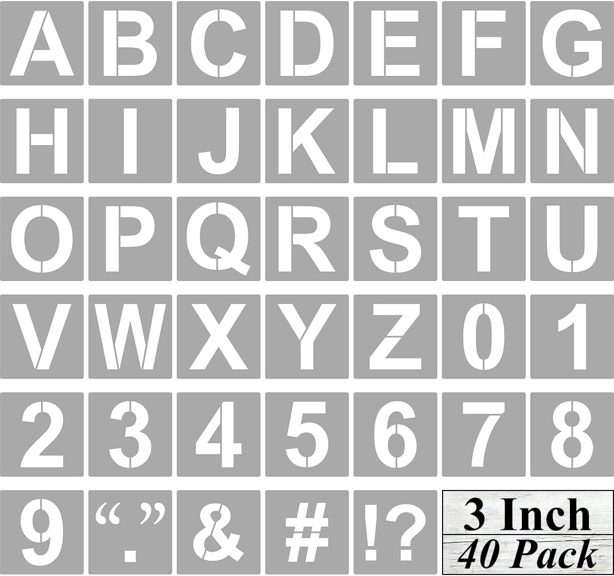 Alphabet Letter and Number Stencils 3 Inch - 40 Pack Letters and Numbers Stencil Templates with Signs for Painting on Wood, Reusable Number and Letter Stencils for Chalkboard Signs & Wood Wall Art