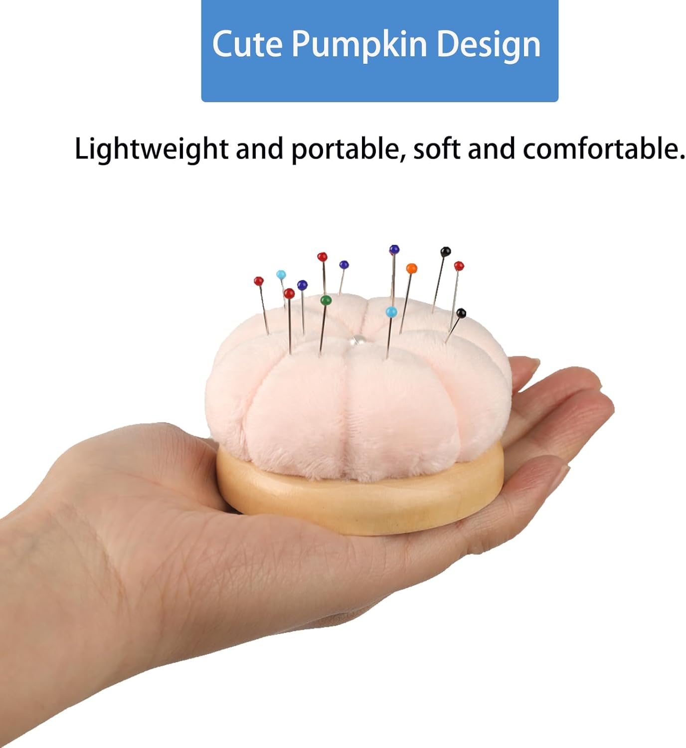 Hilltian Magnetic Pin Cushion Wrist with Pin Cushion for Sewing, Magnetic Pin Holder Wristband, Wooden Base Sewing Pincushion for Sewing Quilting