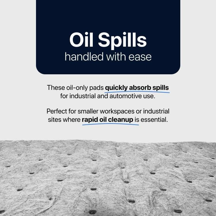 CTRL+Z Oil Absorbent Pads - 15"x18" Maximum Absorption Oil Spill Mat - Fast Cleanup for Industrial Use - 100 Pack