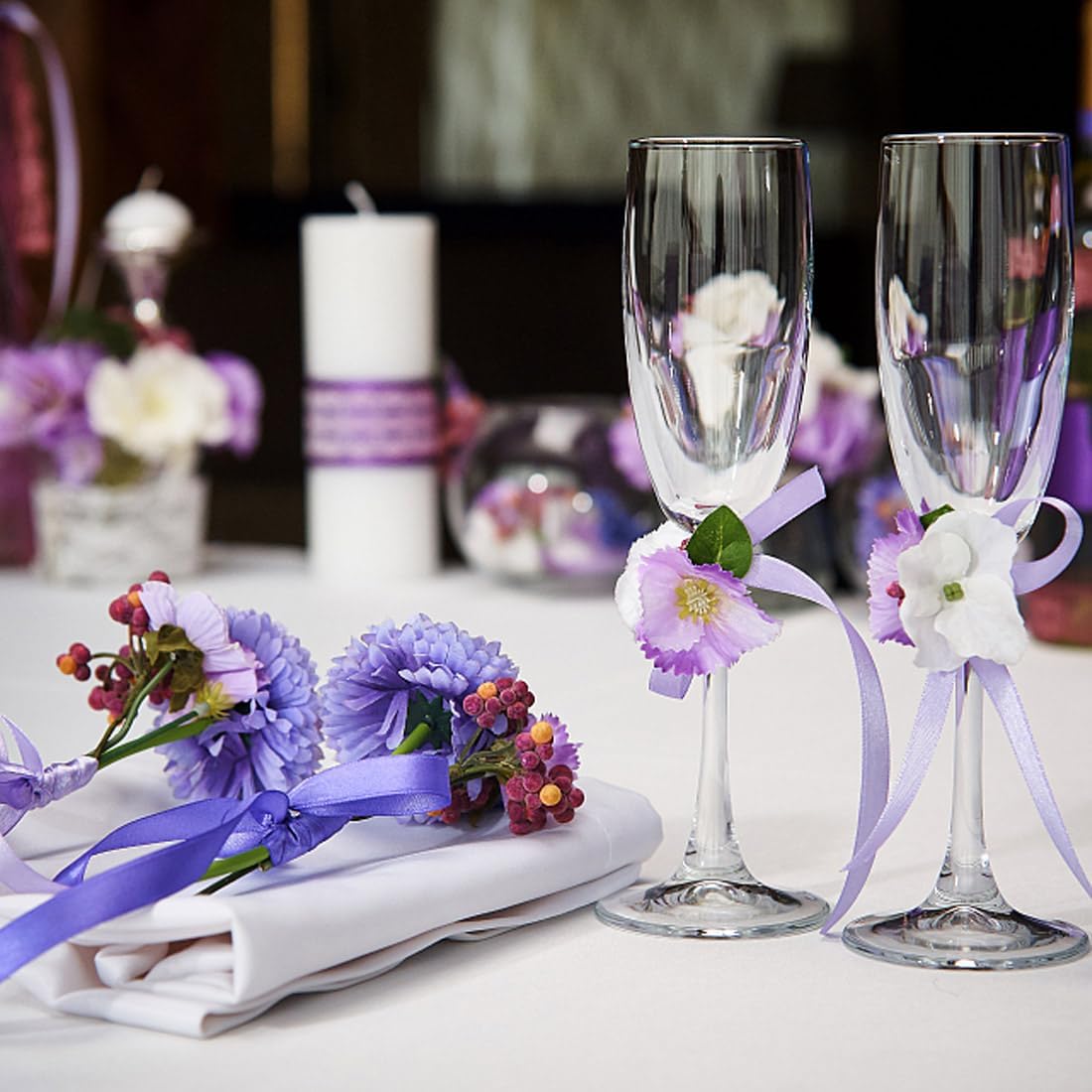 3/8" Width x 50 Yards Satin Fabric Ribbon, Thin Purple Ribbon Perfect for DIY Bows, Swags, Gift Wrapping, Craft, Flower Bouquet，Christmas and Halloween Party Decoration