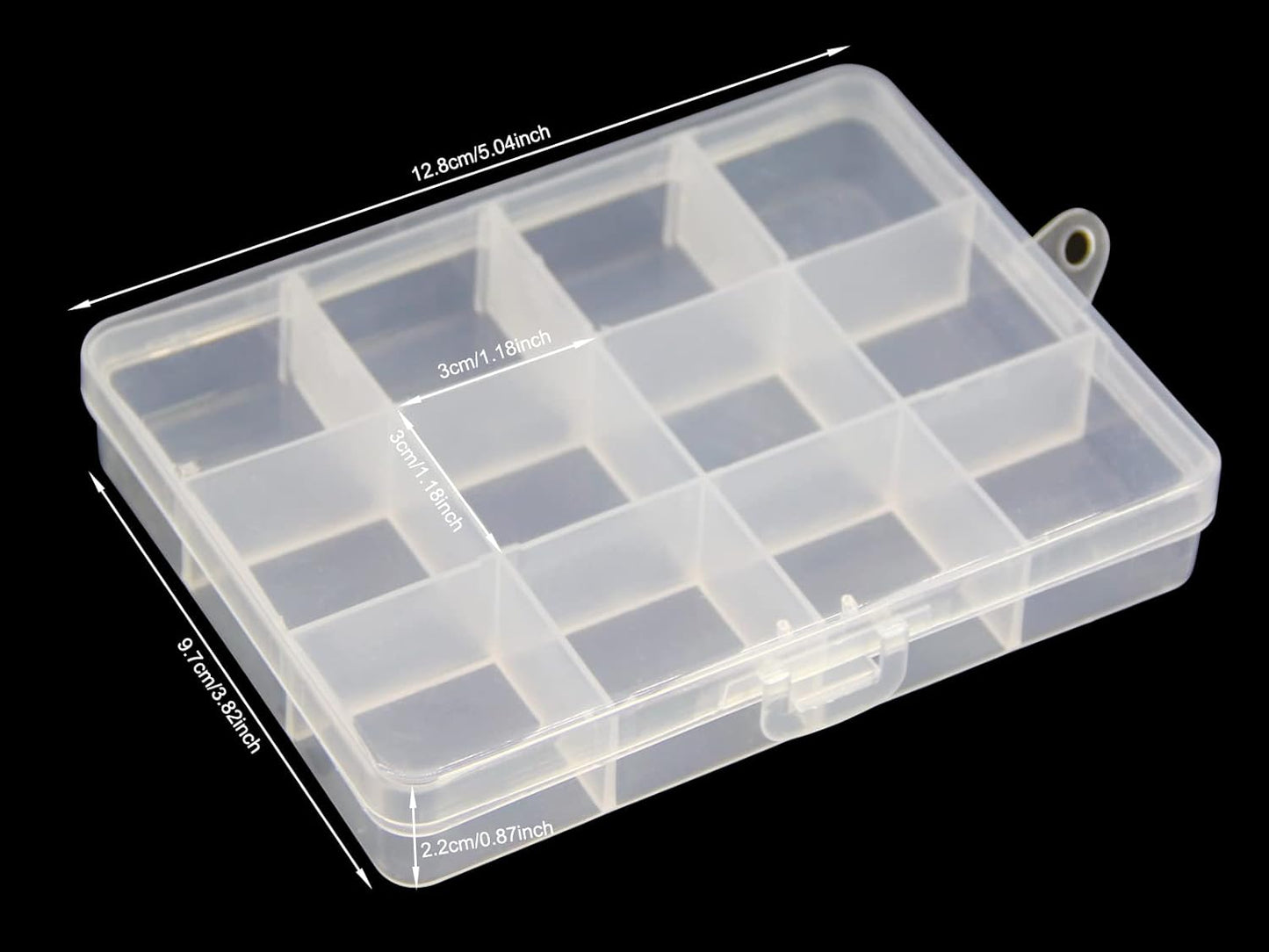 Small Plastic Organizer Box 10 packs12 Grids Clear Storage Container Jewelry Case with Fixed Dividers for Beads Art DIY Crafts Jewelry Fishing Tackles 5.04 * 3.82 * 0.87 inches