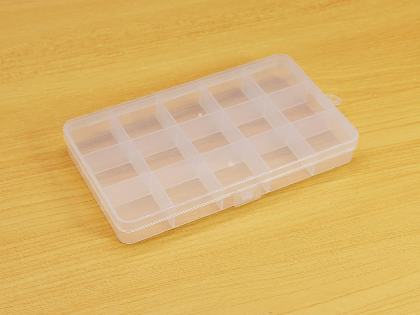 8 Pack 15 Grids Plastic Bead Organizer Box 6.8 * 3.86 * 0.87 inches Clear Storage Container Jewelry Case with Fixed Dividers for Rings, Earrings, Nail Art, DIY Crafts, Fishing Tackles