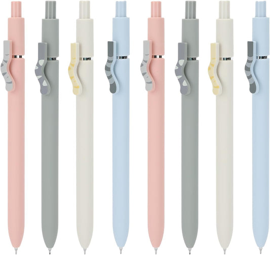 Ddaowanx Cute Cat Pens,8 Pcs 0.5mm Quick Dry Black Ink Gel Pens Fine Point Smooth Writing Pens,Cat Lover Gifts for Women Men