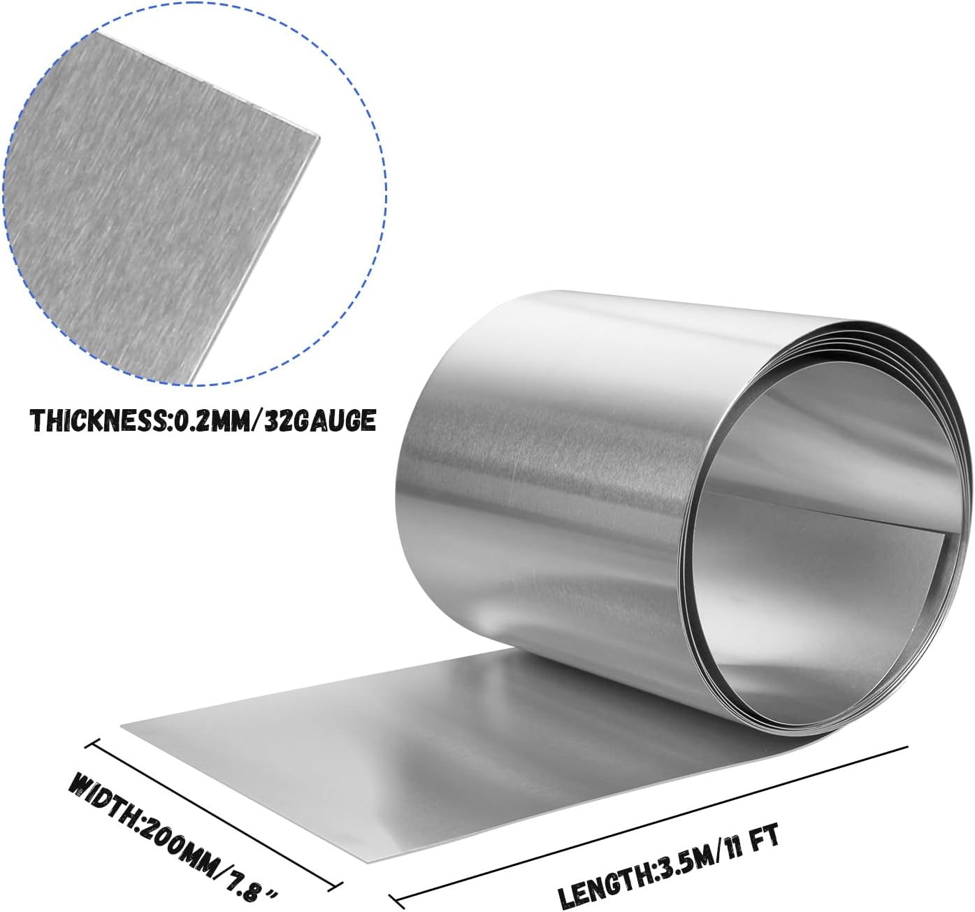 Aluminum Flashing Roll，Aluminum Sheet Roll 3500x200x0.2mm(LxWxT) Applicable to Various House Repair and DIY Projects